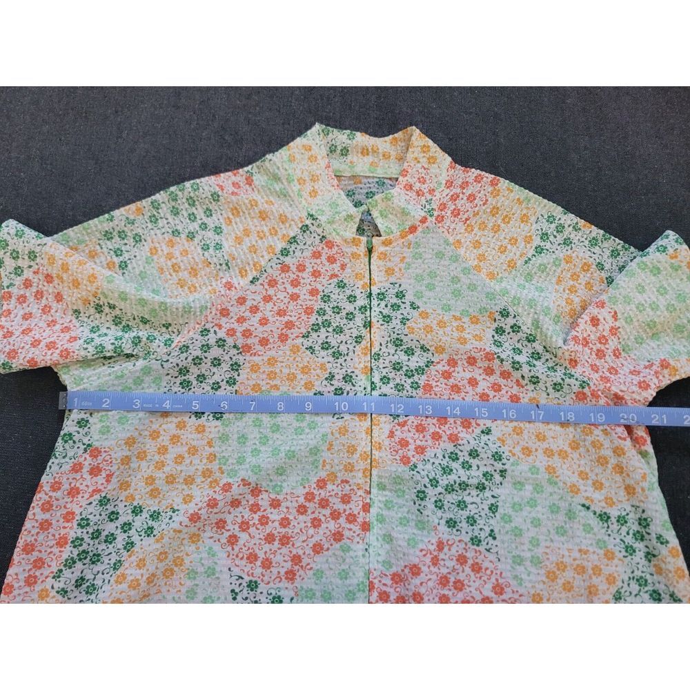 Vintage 60s 70s Mod Multicolor Maxi Dress Floral Lace Tie Waist Zip House M - Picture 12 of 15